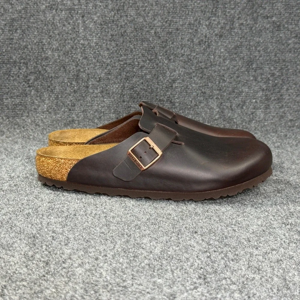 Birkenstock Boston Clog Sandals Men's 10 Habana Brown Oiled Leather Slip On Shoe